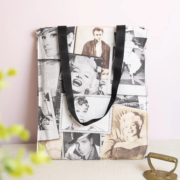 Bolso hecho a mano con cremallera y estampado de Hollywood