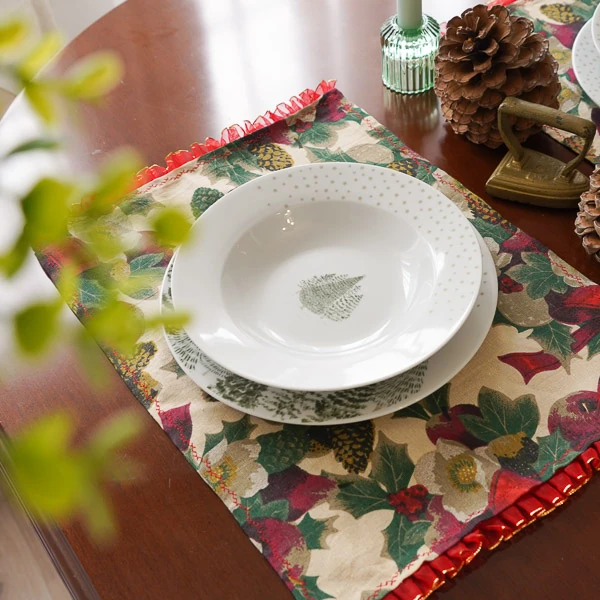 Mantel Navidad Acebo Mantel navideño Acebo